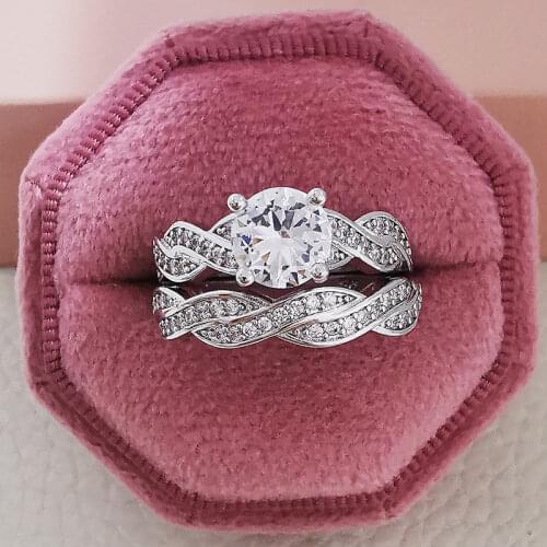 2021 new arrival 925 sterling silver wedding Ring set pair Bride for women Engagement AAA Zircon for Women Jewelry r751