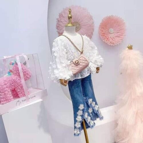 Children Clothing Sets 2021 spring Autumn Baby Girls Clothes Long Sleeve demin pant +long t-shirt Tracksuit Suits 8 10 12 years