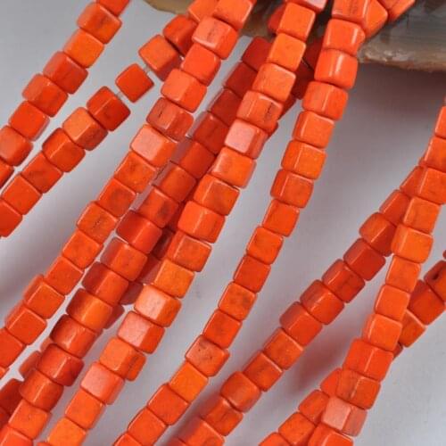 4MM 0range Howlite Cube Loose Beads Strand 15.5 Inch Jewelry Making C196