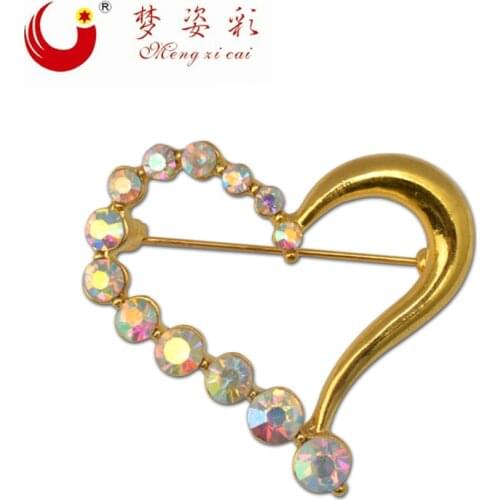 MZC New classic Gold Heart Brooch and Pin for Womens Men Broches white Brooch Pins broche brosh Party Bar Wedding Jewelry