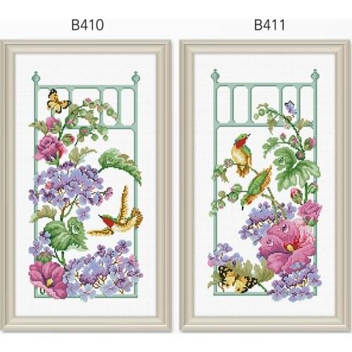 Printed on Fabric Counted Chinese Cross Stitch Kits set Embroidery Needlework Home Flowres and Birds