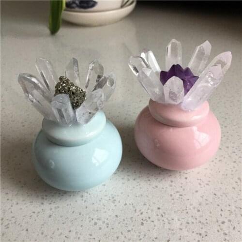 Natural Quartz Clear Healing Crystal Stone Single Column Jewelry Storage Box Decoration Rock Mineral Specimen Energy