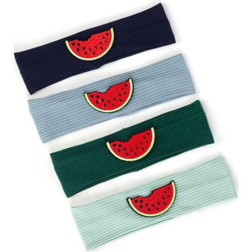 New Baby Girls Ribbed Headband Watermelon Accessories Cut Fashion Hairband Boys Striped Turban Children Kids Elastic Flat Bands