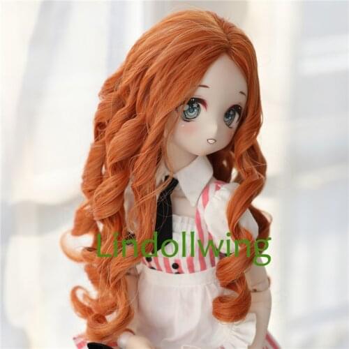 1/3 BJD Wig Pullip Dal DD SD LUT Dollfie Doll Wig High Temperature Hair 8-9 inch Long Wig orange Hair