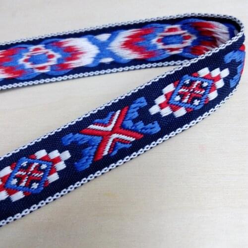 2cm 20mm 1' Strong Durable Martingale Trim Dog Collar Ribbon Red White Blue Rhombus Fine Grid Laciness National Jacquard Webbing