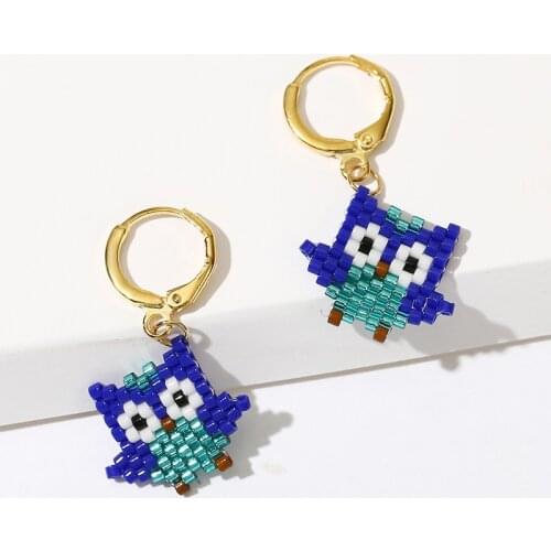 Cute Animal Bird Owl Stud Earrings For Women Girls Accessories Gifts Fashion Handmade Glass Beaded Miyuki Earring Party Jewelry