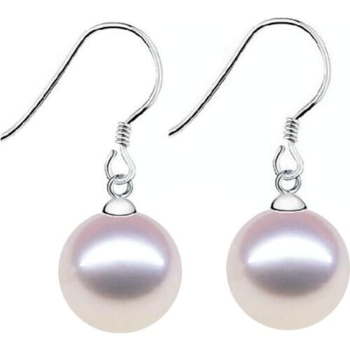 New Style Overall sterling silver glare Perfect circle Pearl earrings Diameter 10mm Diameter of 12mm Free shipping