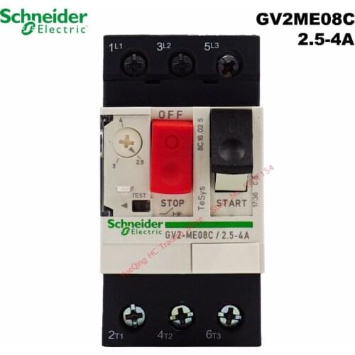 Schneider Electric GV2ME08C 2.5-4A Motor Thermal Magnetic Circuit Breaker Button 3P Protection Switch Setting Current Range