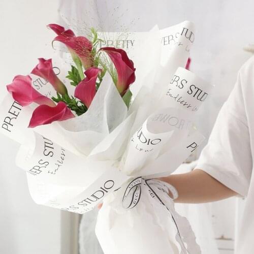 20 Pcs/ Pack Fashion Trend Flower Packing Paper English Printing Bouquet Packing Material Flower Shop Decoration Packing Paper