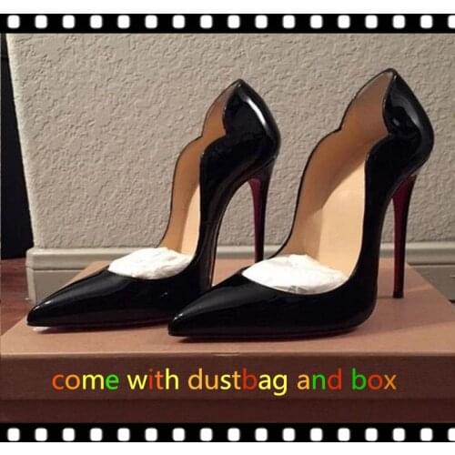 WOW !! New Classic Kate Pumps Brand Women High Heel Shoes Red Bottom High Ladies Patent Leather Wedding Shoes (With Box )