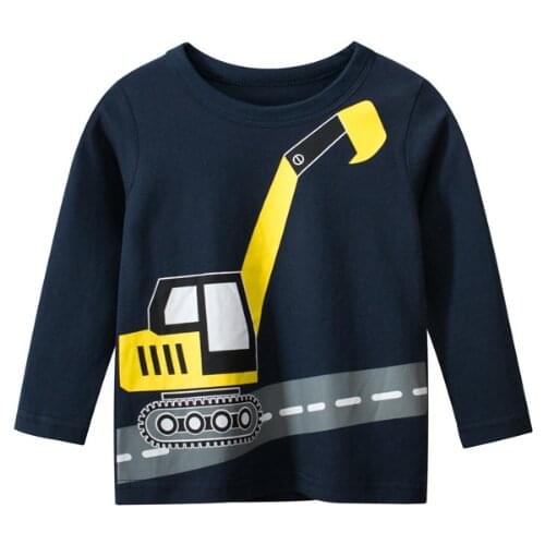 2020 Spring Summer Kids Boys T Shirt Dinosaur Cartoon Print Long Sleeve O-neck Baby Girls T-shirts Tops Cotton Children T-shirt