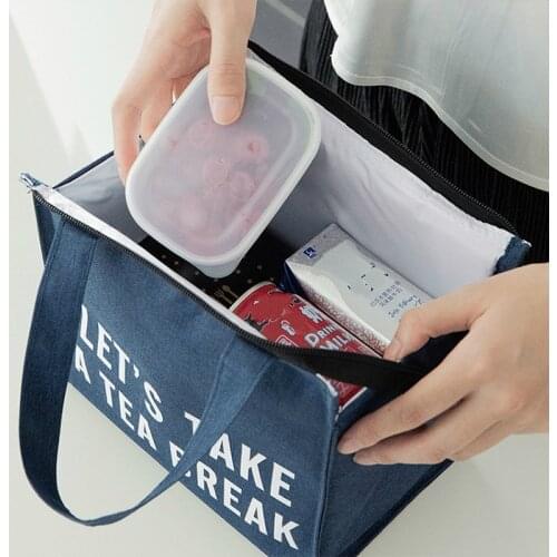 High Quality Canvas Waterproof Lunch Bag Ice Bag Large Capacity Insulated Thermal Bento Cooler Picnic Tote for Women&men