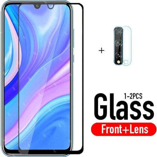 For huawei y8p 2020 glass 2in1 camera lens protector for huawei y8p 2020 y 8p AQM-LX1 y8p2020 tempered glass safety film 6.3