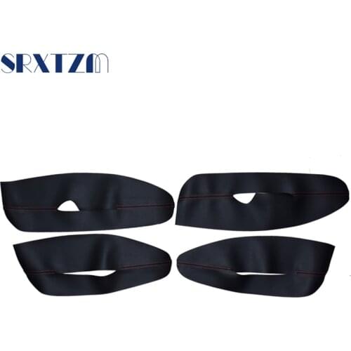 4PCS Microfibre Leather Doors Armrest Protective Cover For Peugeot 408 2010 2011 2012 2013