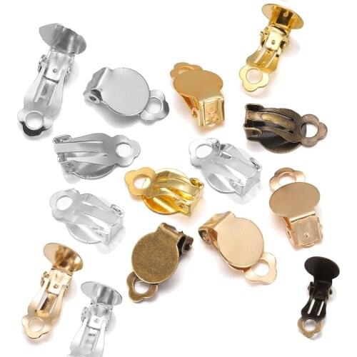50pcs/lot 10mm Gold Plated Metal Earring Clips Earrings Blank Base Settings For DIY Earring Jewelry Making Findings Accessories