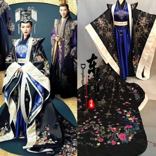 Empress Gorgeous Embroidery Black White Costume for Newest TV Play The Princess WeiYoung Actress Tang Yan Womens Costume