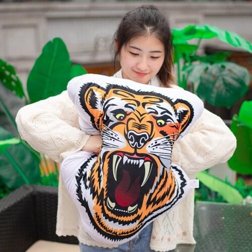 1pc 35/55CM 3D Simulation Plush Tiger Pillows Soft Stuffed Ferocious Tiger Animals Toy Sofa Decor Cushion for Children Boys Gift