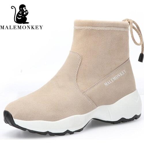 2021 Winter Ankle Boots Women Platform Boots Black Casual Comfortable Women Fashion Wedge Female Socks Boots Clearance