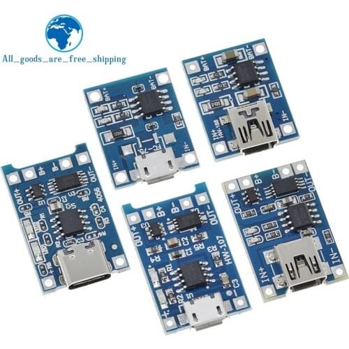 5 pcs Micro USB 5V 1A 18650 TP4056 Lithium Battery Charger Module Charging Board With Protection Dual Functions 1A Li-ion