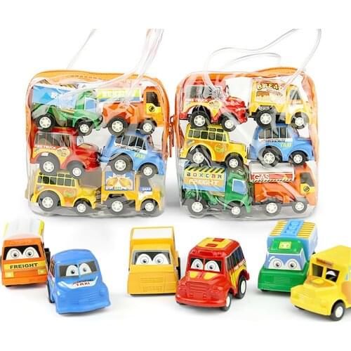 6 Pcs/Set Pull Back Car Mini Blender Bread Taxi Collision Toy Parent Child Games Model Plastic Boy Baby Kids Gift