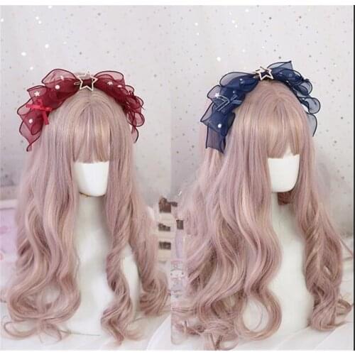 Astrology Cat Gorgeous Lolita Bow Headband Fairy Cosplay Hair clasp KC Hair Band Pearl Jelly ShellStar Hair Accessories B838