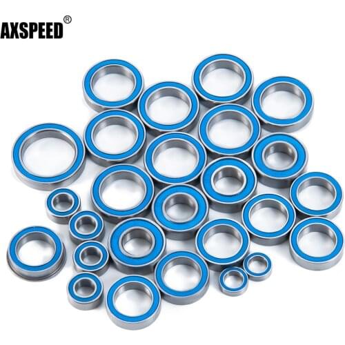 AXSPEED 26Pcs Blue Ball Bearing Chrome Steel Rubber Sealed Bearing Kit for 1/10 Arrma 4S BLX Kraton Outcast RC Car Upgrade Parts