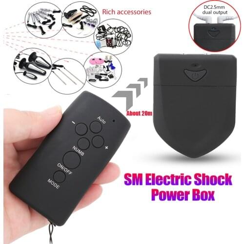 Wireless Remote Control Dual Output Electric Shock Host Electro Stimulation Therapy Massage Power Box Couple Sex Toy Accessories