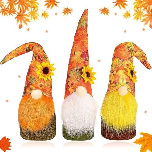 Thanksgiving Gnome Faceless Doll Decorations for Bumper Harvest Home Party Long Beard Plush Toy Tabletop Figurines for Decor