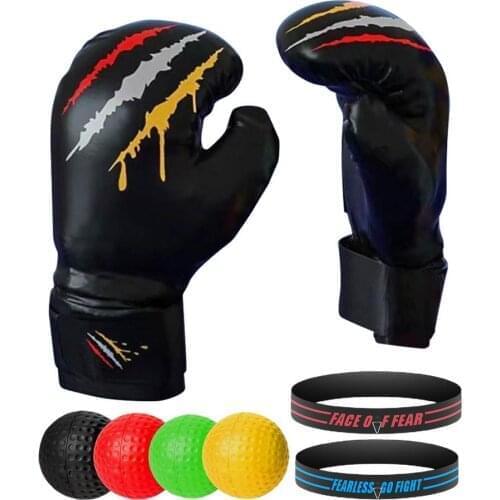 Boxing Reflex Balls With Headband Kids Boxing Gloves For Reaction Agility Hands Eye Coordination Training Set Boxing Training