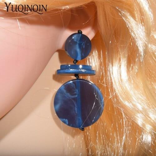 Large Acrylic Handmade Vintage Dangle/Drop Earrings for Women Fashion Jewelry Round Long Earing 2021 Korean Resin Big Earring