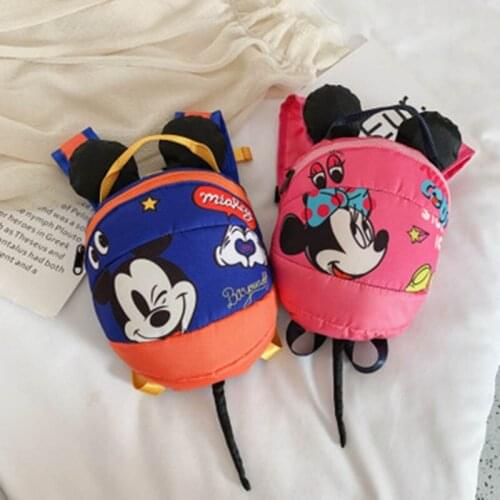 Disney childrens cartoon Mickey Minnie backpack anti-lost nylon small backpack Korean cartoon mouse backpack nylon backpack
