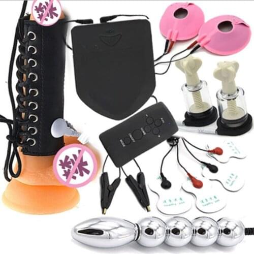 Electric Cock Ring Extender ,Electro Penis Plug Rings Stimulation Breast Pads Massage Nipple Clamps Sex Toys