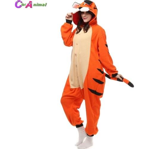 Polar Fleece Kigurumi Bengal Tiger Costume Cartoon Animal Onesies Pajama Halloween Carnival Masquerade Party Jumpsuit Clothing