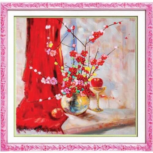 40x40cm Painted life Ribbon embroidery kit stain painting set handcraft kit DIY handmade needlework art home decor