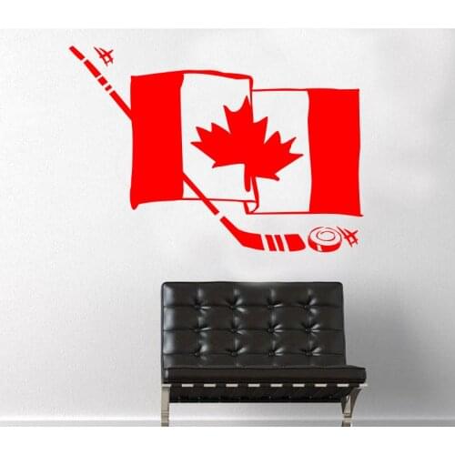 Canada Hockey Flag Wall Stickers For Kids Nursery Room Wall Decal Living Room Sports Vinyl Home Decals Modern Design DecorSYY516