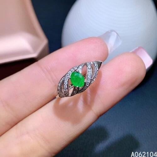 KJJEAXCMY fine jewelry 925 sterling silver inlaid natural emerald Womens vintage popular OL style new gem ring support detectio