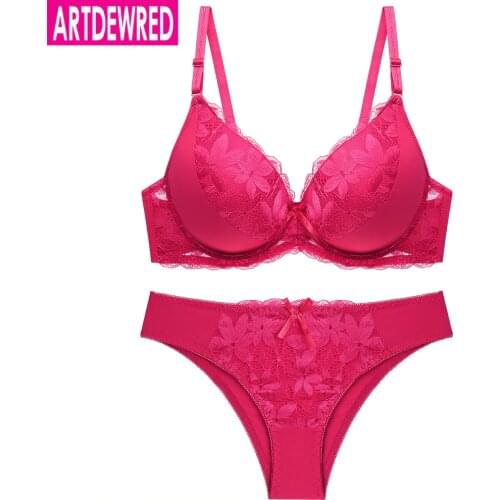 Big Size New Good Quality Women Bra Set Push Up Lace Bra Brief Sets Sexy Brassiere Embroidered Underwear Set