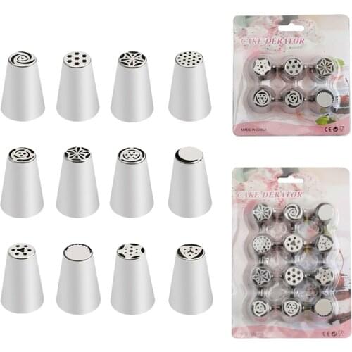 6/12Pcs Set Russian Tulip Icing Piping Nozzles Stainless Steel Flower Cream Pastry Tips Nozzles Bag Cake Baking Supplies