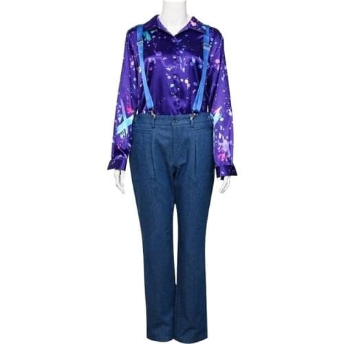 Cosplay Stranger Things Eleven Costume Long Sleeve Printing Shirt+Suspender Pants Halloween Carnival Party Costume Women