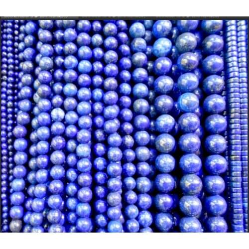 Natural Stone Lapis Lazuli Round Loose Beads 15" Strand 3 4 6 8 10 12 14MM Pick Size For Jewelry Making