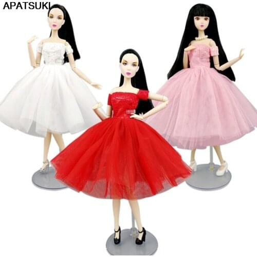 Fashion Doll Clothes For Barbie Dress Off Shoulder Short Ballet Dresses Gown For Barbie Doll Outfits 1/6 Dolls Accessories Toys