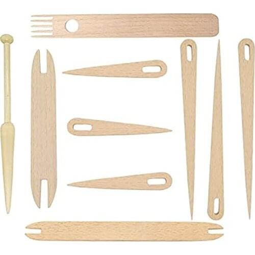 Wood Hand Loom Stick Set,Weaving Loom Tools,Wooden Knitting Needles Crochet Needle Weaving Shuttle Stick for Tapestry