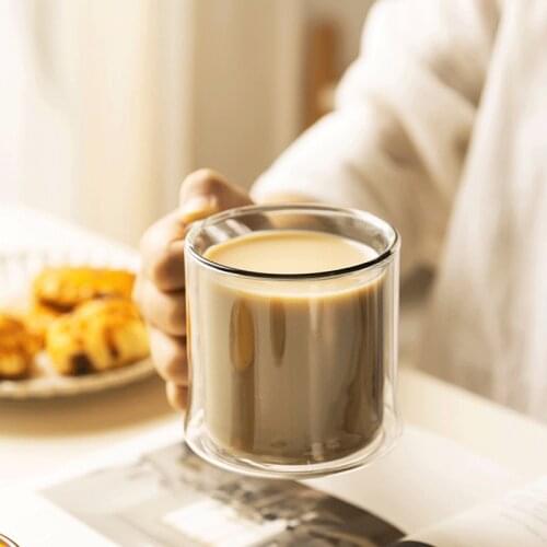 Очки кружка Double-Layer Insulated Cup With Handle Teacup Coffee Water Glass Multicolor Large-Capacity Simple Ins Cups Household