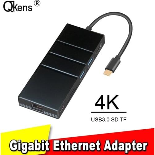 Type C To 4K HDMI-compatible Video Converter 1000Mbps Gigabit Ethernet Lan Cable Adapter USB 3.0 HUB Card Reader for Macbook PC