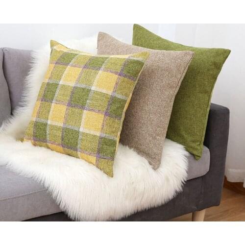 Simple And Elegant Linen Solid Color Plaid Pillowcase Home Living Room Sofa Lunch Break Cotton And Linen Pillow Cushion Cover