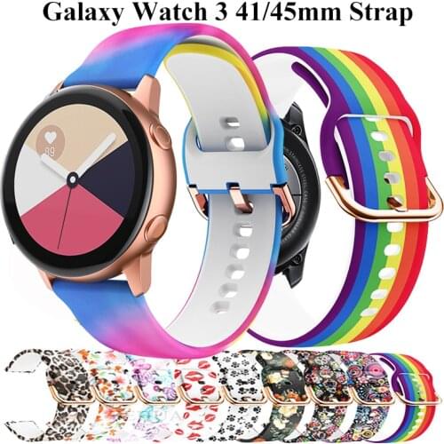 Silicone Watchbands For Samsung Galaxy Watch 3 41mm 45mm Bracelet Print Sport Correa for Samsung Galaxy Watch 42mm Watch Strap