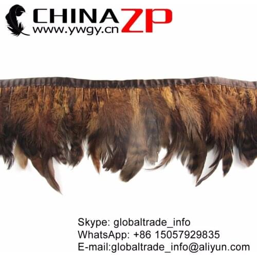 Retail and Wholesale From CHINAZP Factory 2yards/lot Unique Dyed Brown Chinchilla Rooster Feathers Fringe Trim