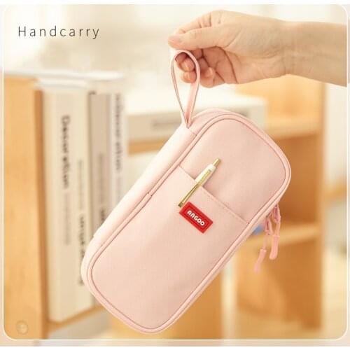 Angoo Handcarry Pen Case Pencil Bag Simple and Multi Function Stationery Storage Pouch Pocket Organizer School Student A6476