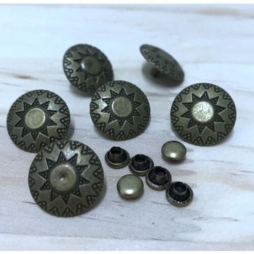 DIY 50PCS 16MM Bronze Round Sun Studs Rivet Punk Sunshine Spike Shoes Belt Bag Accessories Leather Craft Shipping Free
