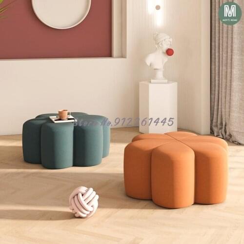 Living Room Sofa Stool Foot Stool Stepping Nordic Round Stool Sitting Pier Tatami Petal Stool Entering The Door For Shoe Stool